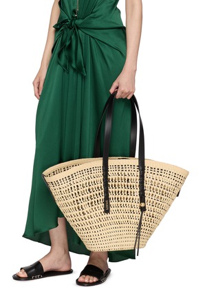 Figure View - Click To Enlarge - LOEWE x PAULA's IBIZA - Braid Palm Leather Basket Bag