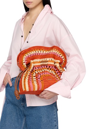 Front View - Click To Enlarge - LOEWE x PAULA's IBIZA - Medium Flamenco Raffia Leather Clutch Bag