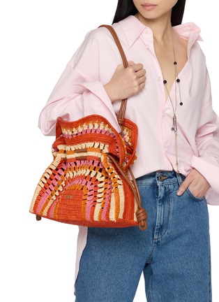 Figure View - Click To Enlarge - LOEWE x PAULA's IBIZA - Medium Flamenco Raffia Leather Clutch Bag