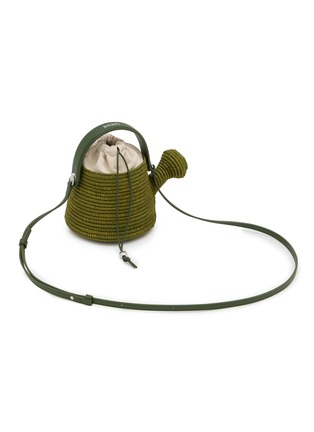 Detail View - Click To Enlarge - LOEWE - Watering Can Raffia Leather Crossbody Bag