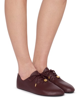 Figure View - Click To Enlarge - LOEWE - Coin-Charm Lace-Up Leather Flats