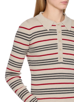  - THE ELDER STATESMAN - Libeccio Stripe Ribbed Knit Polo Top
