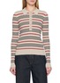 THE ELDER STATESMAN Libeccio Stripe Ribbed Knit Polo Top