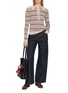 Figure View - Click To Enlarge - THE ELDER STATESMAN - Libeccio Stripe Ribbed Knit Polo Top