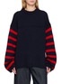 THE ELDER STATESMAN Airspun Stripe Dume Crew Knit Sweater