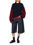 Figure View - Click To Enlarge - THE ELDER STATESMAN - Airspun Stripe Dume Crew Knit Sweater