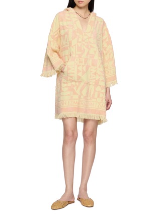 Figure View - Click To Enlarge - ZIMMERMANN - Solstice Fringed Logo Hooded Towel Mini Dress