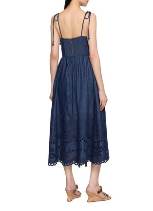Back View - Click To Enlarge - ZIMMERMANN - Tie Strap Broderie Anglaise Midi Dress
