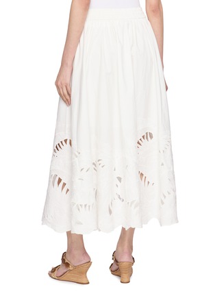 Back View - Click To Enlarge - ZIMMERMANN - Embroidered Cut Out Cotton Maxi Skirt