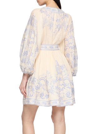 Back View - Click To Enlarge - ZIMMERMANN - Indra Plunge Linen Mini Dress