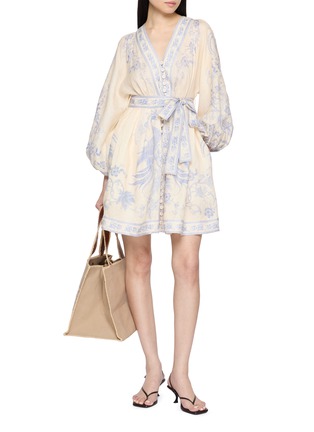 Figure View - Click To Enlarge - ZIMMERMANN - Indra Plunge Linen Mini Dress