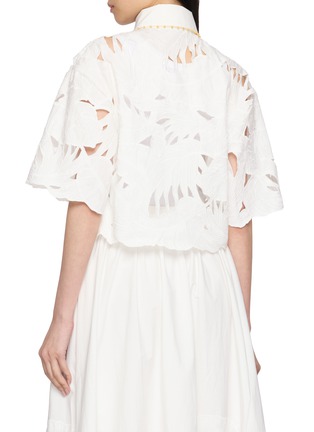 Back View - Click To Enlarge - ZIMMERMANN - Beaded Collar Embroidered Cut Out Cotton Shirt