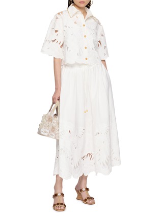 Figure View - Click To Enlarge - ZIMMERMANN - Beaded Collar Embroidered Cut Out Cotton Shirt