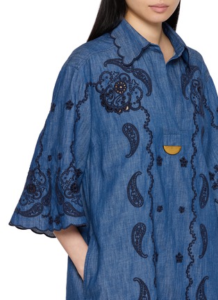  - ZIMMERMANN - Embroidered Open Collar Shirt Dress