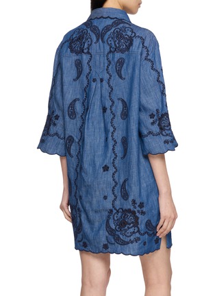 Back View - Click To Enlarge - ZIMMERMANN - Embroidered Open Collar Shirt Dress