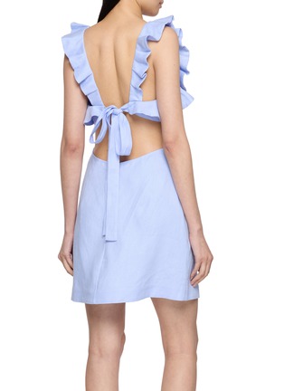 Back View - Click To Enlarge - ZIMMERMANN - Ruffled Open Back Square Neck Mini Dress