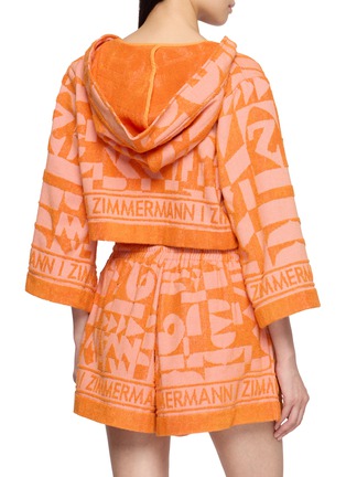 Back View - Click To Enlarge - ZIMMERMANN - Solstice Hooded Cotton Towelling Cropped Top