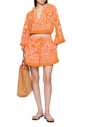Figure View - Click To Enlarge - ZIMMERMANN - Solstice Hooded Cotton Towelling Cropped Top