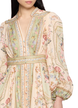  - ZIMMERMANN - Roselight Plunge Floral Linen Mini Dress