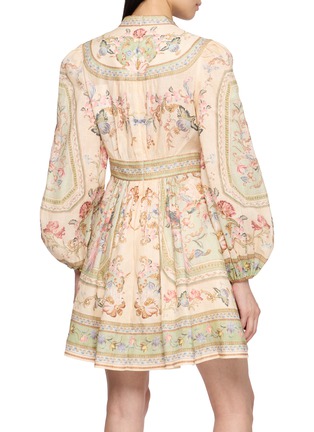 Back View - Click To Enlarge - ZIMMERMANN - Roselight Plunge Floral Linen Mini Dress