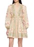 ZIMMERMANN Roselight Plunge Floral Linen Mini Dress