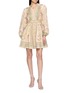 Figure View - Click To Enlarge - ZIMMERMANN - Roselight Plunge Floral Linen Mini Dress