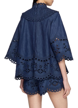 Back View - Click To Enlarge - ZIMMERMANN - Embroidered Cut Out Cotton Shirt