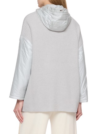Back View - Click To Enlarge - HERNO - Hybrid Knit Hooded Zip-Up Coat
