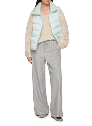 Figure View - Click To Enlarge - HERNO - Drawstring Waistband Silk Cashmere Palazzo Pants