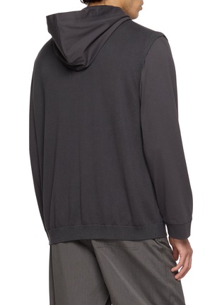 Back View - Click To Enlarge - LOEWE - Layered Cotton Zip Up Hoodie
