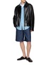 Figure View - Click To Enlarge - LOEWE - Anagram Appliqué Cotton Chambray Shorts