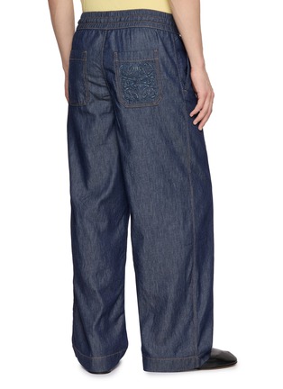 Back View - Click To Enlarge - LOEWE - Anagram Appliqué Drawstring Waistband Cotton Chambray Pants