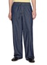 LOEWE Anagram Appliqué Drawstring Waistband Cotton Chambray Pants