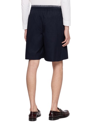 Back View - Click To Enlarge - LOEWE - Layered Waistband Anagram Brushed Cotton Twill Shorts