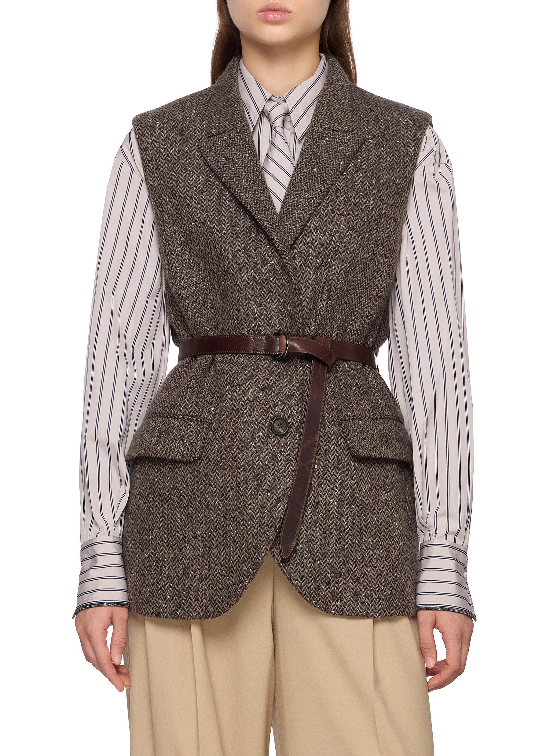 BRUNELLO CUCINELLI ベスト ジレ フード ジップ チェック BRUNELLO CUCINELLI | Belted Suit Vest | Women | Lane Crawford