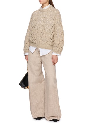 Figure View - Click To Enlarge - BRUNELLO CUCINELLI - Sequinned Cable Knit Sweater