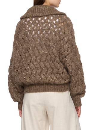 Back View - Click To Enlarge - BRUNELLO CUCINELLI - Long Sleeve Sequinned Knit Cardigan