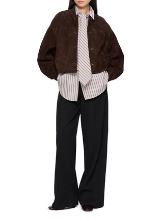 Figure View - Click To Enlarge - BRUNELLO CUCINELLI - Long Sleeve Suede Jacket