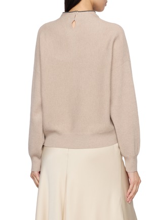 Back View - Click To Enlarge - BRUNELLO CUCINELLI - Monili Embellished Mock Neck Knit Sweater