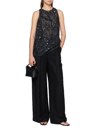 Figure View - Click To Enlarge - BRUNELLO CUCINELLI - Embellished Silk Chiffon Sleeveless Blouse