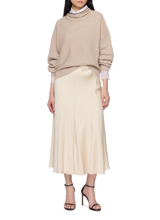 Figure View - Click To Enlarge - BRUNELLO CUCINELLI - Satin Midi Skirt