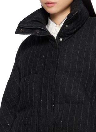  - BRUNELLO CUCINELLI - Sequin Pinstripe Padded High Neck Jacket