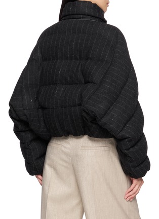 Back View - Click To Enlarge - BRUNELLO CUCINELLI - Sequin Pinstripe Padded High Neck Jacket