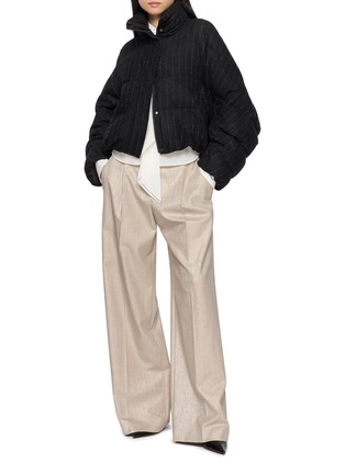 Figure View - Click To Enlarge - BRUNELLO CUCINELLI - Sequin Pinstripe Padded High Neck Jacket