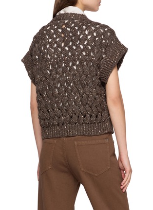Back View - Click To Enlarge - BRUNELLO CUCINELLI - Cap Sleeve Sequinned Cable Knit Sweater