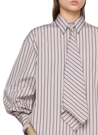  - BRUNELLO CUCINELLI - Striped Long Sleeve Tie Shirt