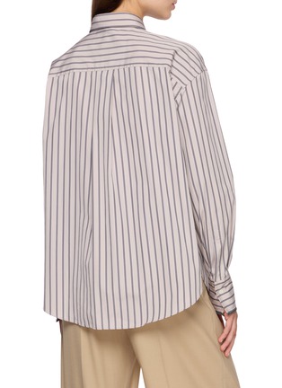 Back View - Click To Enlarge - BRUNELLO CUCINELLI - Striped Long Sleeve Tie Shirt
