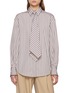 BRUNELLO CUCINELLI Striped Long Sleeve Tie Shirt
