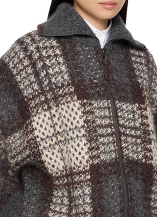  - BRUNELLO CUCINELLI - Plaid Zip Up High Neck Knit Cardigan