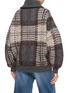 Back View - Click To Enlarge - BRUNELLO CUCINELLI - Plaid Zip Up High Neck Knit Cardigan